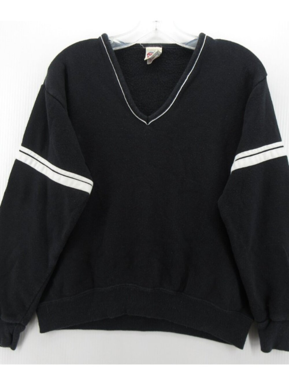 VTG Bassett Walker Sweatshirt Large Pullover Striped 80s USA Made
